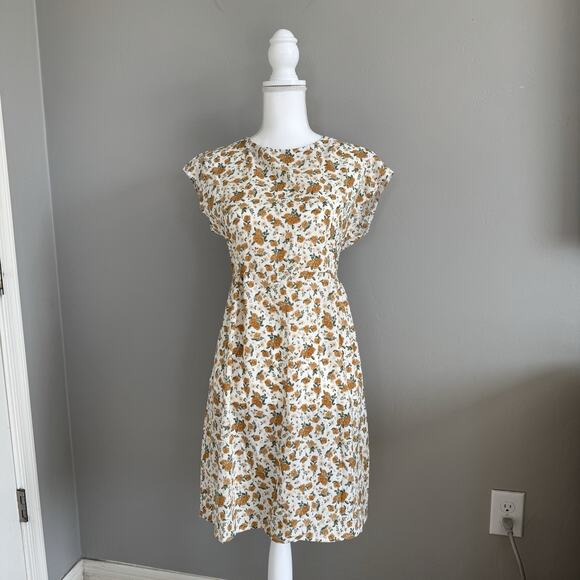 NWT Beachsissi Floral Dress Midi Dress Sz L White Yellow Cottage Core Trad Wife - Picture 9 of 9